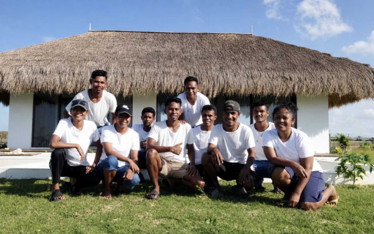 Part of the Eco Beach City team on the estate in Sumba