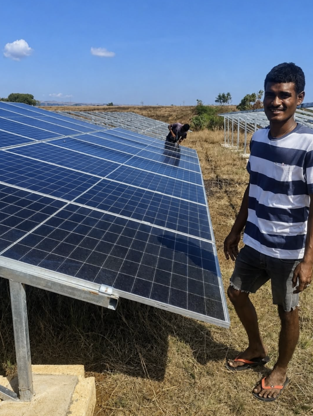 Solar panels being installed on the estate